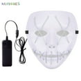 thumbnail image 3 of BadPiggies Halloween Glow Mask LED Light Up Scary Masks The Purge Movie Festival Costume Luminous with Batteries (White), 3 of 5