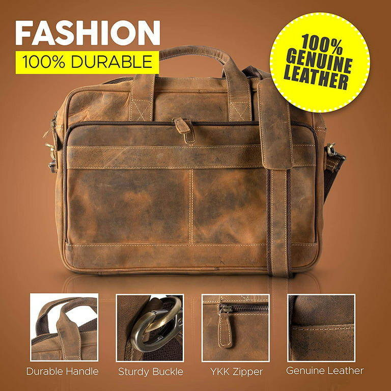 Leather briefcase 18 Inch Laptop Messenger Bags for Men and Women Best  Office School College Briefcase Satchel Bag
