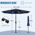 thumbnail image 2 of Garvee 10ft Solar LED Patio Umbrella,32 Lights,8 Sturdy Ribs,Crank Lift & Push Button Tilt,Navy Blue, 2 of 7