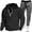 Black, variant on Men's Tracksuit With Zipper 2 Piece Hooded Fashionable Men's Solid Color Long Sleeve Casual Outwear Jackets Sets Running Jogging Sport Suit Sets Fall Winter Outfit