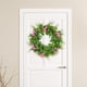 thumbnail image 2 of Corona de puerta de entrada de 45 cm, flores artificiales, guirnalda, ramo, hojas verdes, floral Corona de rosas (rosa púrpura), 2 of 8