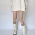 thumbnail image 4 of Kmbangi Women's Rib Knit Leg Warmers Cute Knee High Socks Boot Cuffs Two Tone Stockings with Button Decor, 4 of 4