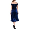 thumbnail image 3 of INSPIRE CHIC Women's Velvet Dress Off the Shoulder Vintage Cocktail Evening A-Line Dresses L Royal Blue, 3 of 6