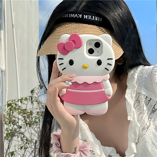 Funda Protectora Suave De Silicona 3D De Dibujos Animados Hello kitty Para iPhone 14 13 12 Pro Max 11 14promax