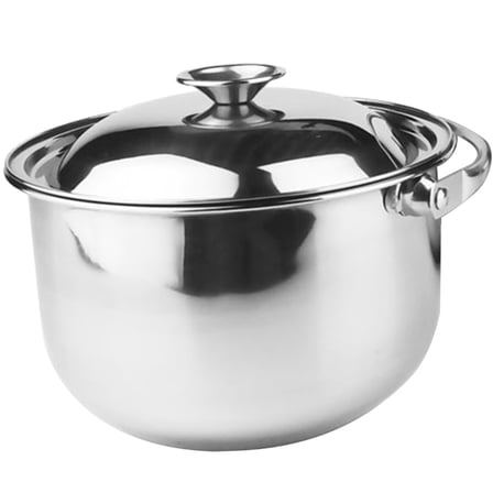 Tineasur Silver Stainless Steel Pot Kitchen Essentials Deep Round Soup Pot with Lid