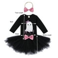 thumbnail image 3 of Mercatoo 𝐍ewBorn Baby Girl Halloween Skirt Outfit Cartoon 𝐆𝐡𝐨st Print Romper +Tutu Skirt +Headbands 3Pcs Clothes Set, 3 of 9