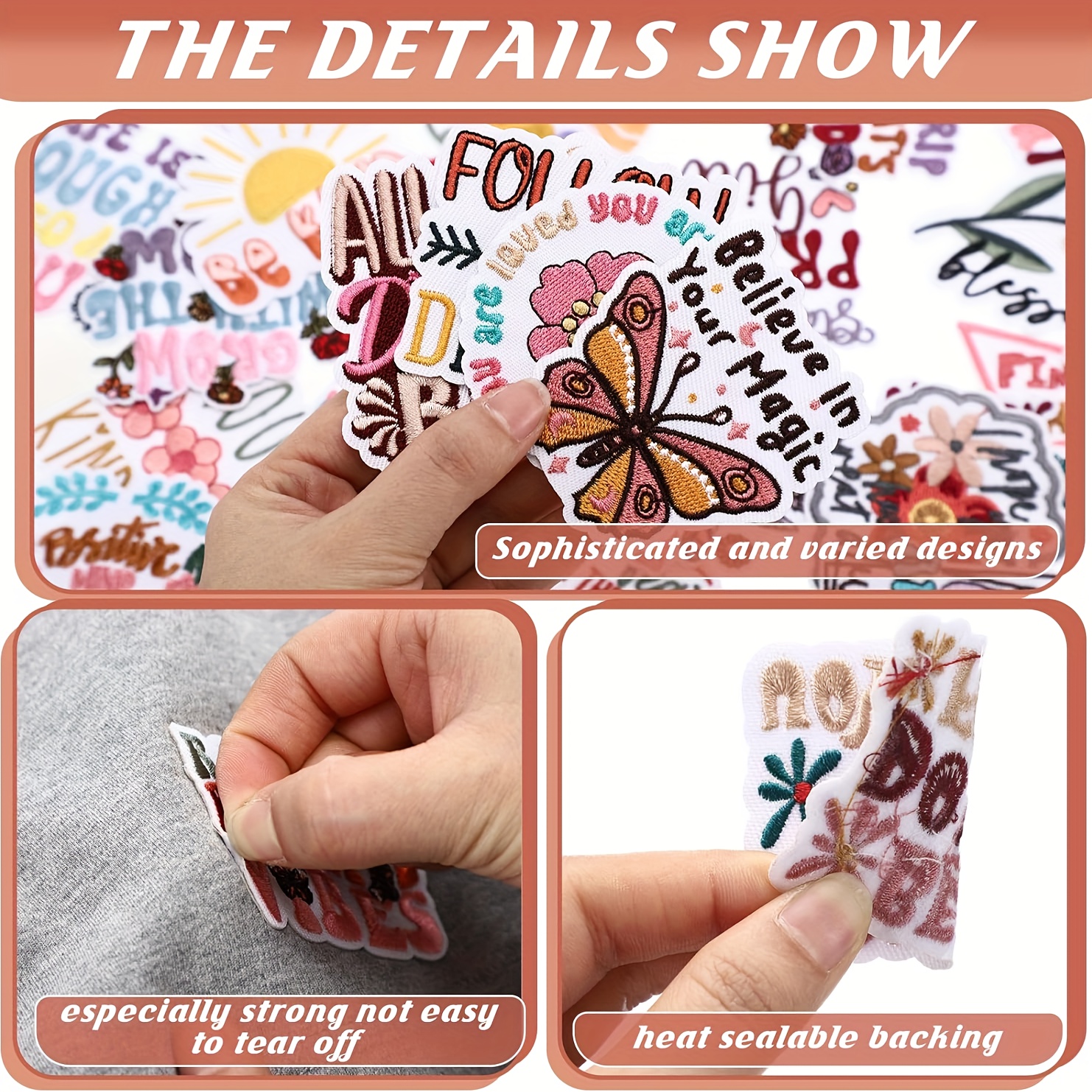 25pcs Bohemian Motivational Patches Embroidered Applique Retro Boho Sew on Hippie Style Iron on for Clothes Hats Backpacks Jackets Accessories