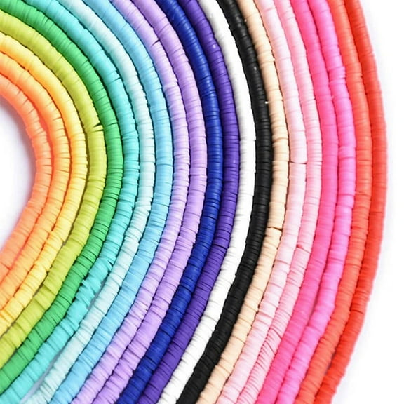 Flat Clay Beads Suitable for Jewelry Making Disc Beads Rainbow Rubber Beads DIY Craft Bracelet