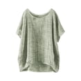 thumbnail image 5 of YOUYEDIAN Cotton Linen Tops for Girls Oversized Summer Boho Short Sleeve T Shirts Teen Kids Plain Loose Lightweight Beach Blouse (Light Green, 11-12 Years), 5 of 5
