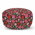thumbnail image 1 of Floral Pouf Cover with Zipper, Painted Illustration of Tulips Spring Blooming in Pinkish Warm Colors, Soft Decorative Fabric Unstuffed Case, 30" W X 17.3" L, Charcoal Grey Multicolor, by Ambesonne, 1 of 5