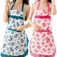 thumbnail image 3 of Cheers.US Women Kitchen Floral Apron with 1 Pocket and Adjustable Waist Ties Water Resistant Women Bib Apron for Cooking Baking Houseworking, 3 of 7