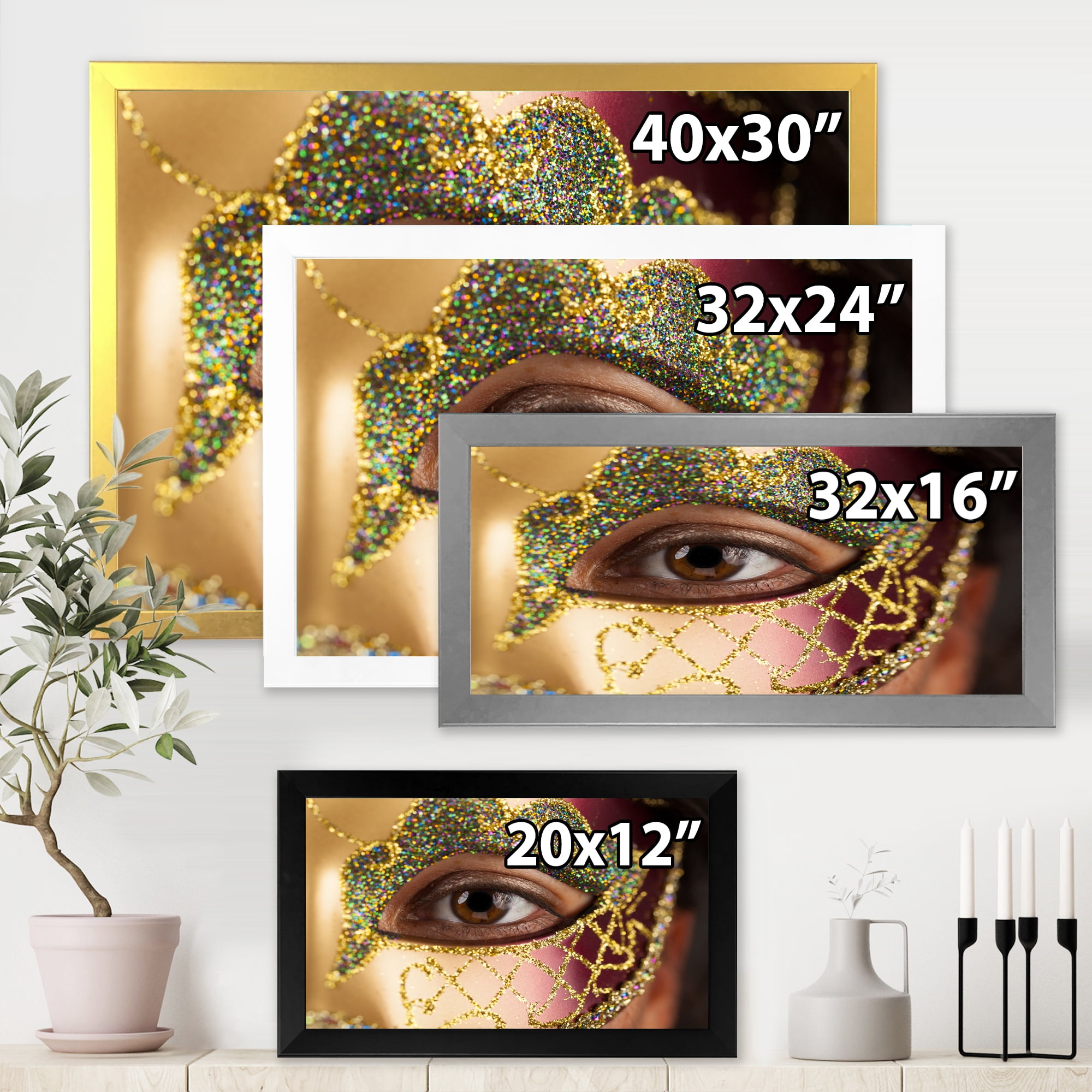 Designart 'Girl With Venetian Mask' Modern Framed Art Print