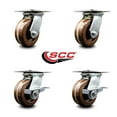 thumbnail image 2 of 5 Inch High Temp Phenolic Swivel Caster Set with Roller Bearings 2 Brakes SCC, 2 of 2