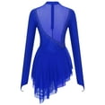 thumbnail image 4 of LiiYii Womens Ice Skating Dance Dress Rhinestone Sheer Mesh Dress Irregular Hem Competition Dresses Royal Blue M, 4 of 7