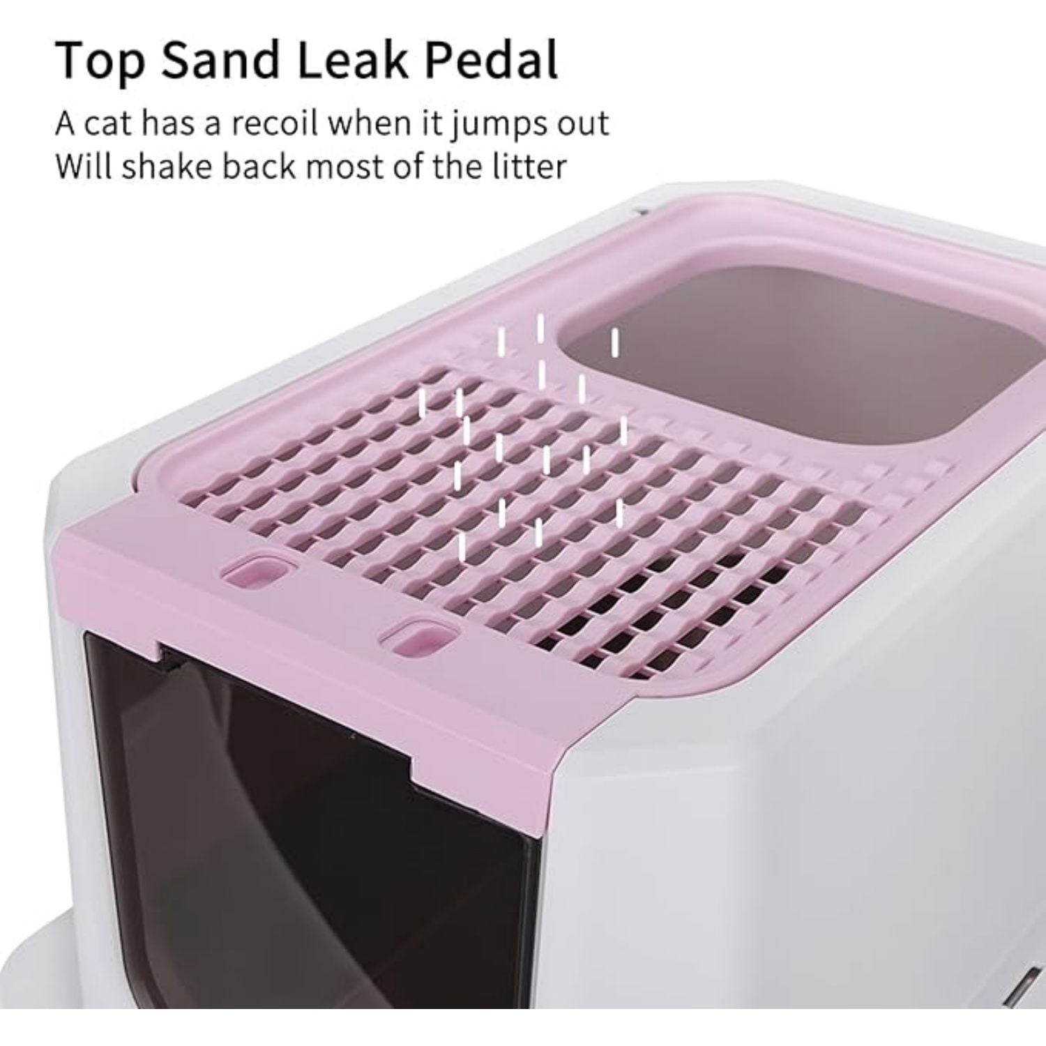 Enclosed Cat Litter Box: Extra Large Pink Litter Pan with Top Exit & Anti-Leak Design - Teflon Non-Stick Coating Stainless Steel Cleaning - Odor-Control in Garage Utility Room