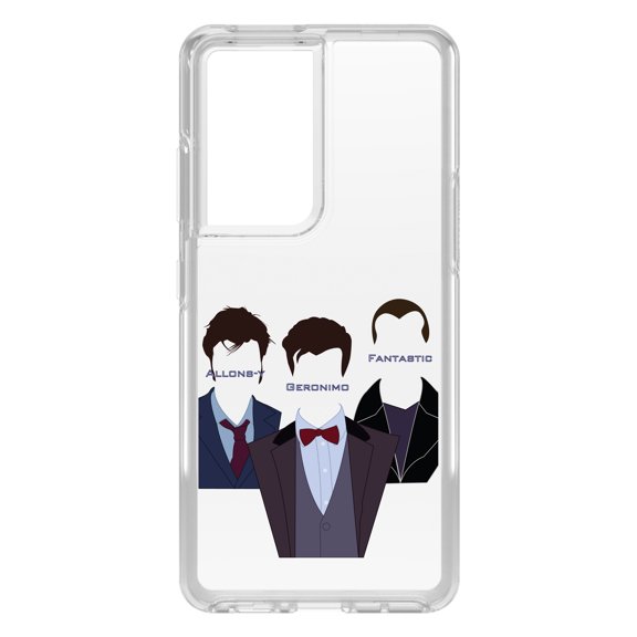 DistinctInk Clear Shockproof Hybrid Case for Galaxy S21 ULTRA 5G (6.8" Screen) - TPU Bumper, Acrylic Back, Tempered Glass Screen Protector - Catchphrases of the Doctors