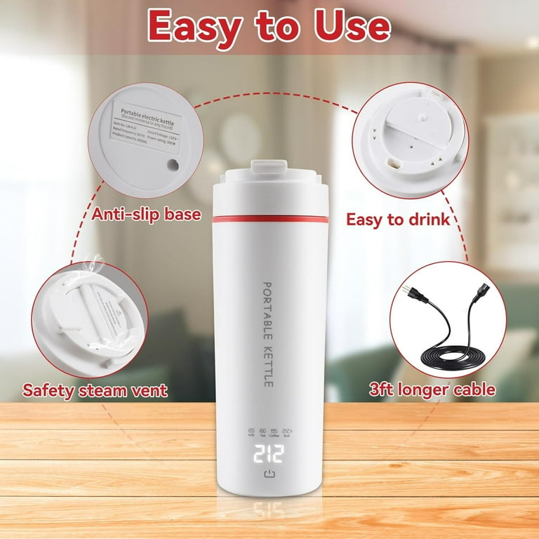 Portable Electric Travel Kettle Mini Hot Water Boiler, Small