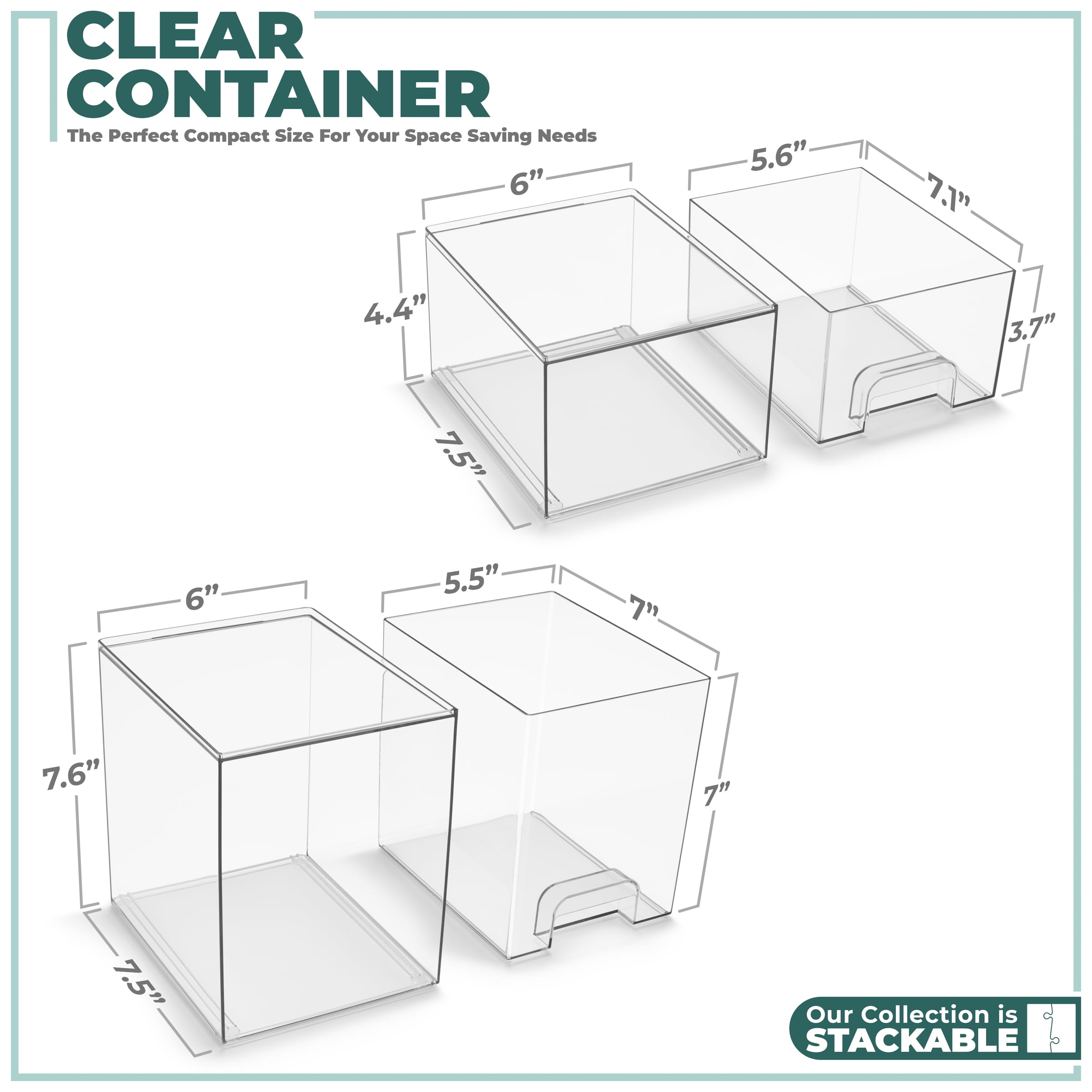 Sorbus Tall & Small Acrylic Storage Drawers, Clear Baby Organizer Bins, 2-Pack