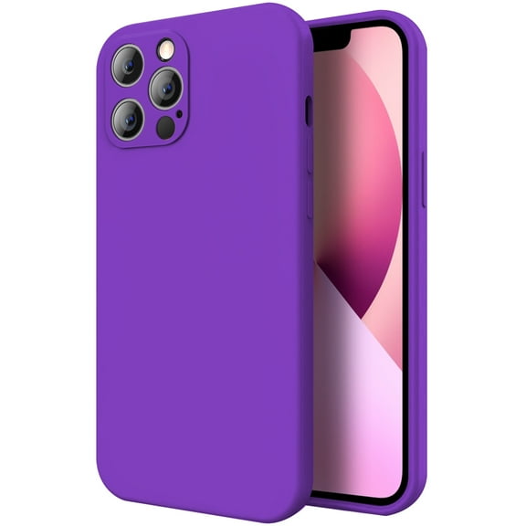 Xpm Case for Apple iPhone 13 Pro Max (6.7") Liquid Silicone Hybrid Gel Rubber Protection Microfiber Lining Shockproof TPU Cover for iPhone 13 Pro Max - Purple