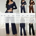 thumbnail image 3 of Cute Pajamas for Juniors High Waisted Low Rise Bell Sleeve Ribbed Knit Warm Comfy Elastic Drawstring Night Sleepwear, 3 of 5