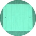thumbnail image 1 of Ahgly Company Indoor Round Solid Turquoise Blue Modern Area Rugs, 4' Round, 1 of 1