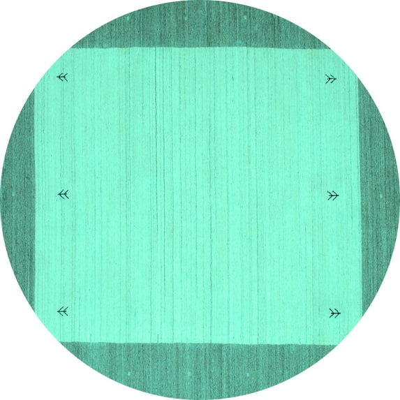 Ahgly Company Machine Washable Indoor Round Solid Turquoise Blue Modern Area Rugs, 6' Round