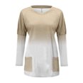 thumbnail image 4 of WEAIXIMIUNG Long Sleeve Shirts for Women V Neck for Work Women Autumn and Winter Casual Fashion Round Neck Long Sleeve Long T Shirt Top Pocket Puff Sleeve Print Top, 4 of 4