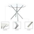 thumbnail image 4 of Dining Table Modern Kitchen and Dining Table with Glass Top and Stainless Steel Base, 4 of 7
