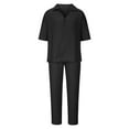 thumbnail image 2 of QATAINLAV Sales For Today Men's Track Suits Casual V Neck Short Sleeve Polo Shirts Matching Baggy Wide Leg Pants 2 Piece Outfits Loungewear Black XXL, 2 of 5