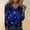 Blue, variant on Graphic Tees for Women Elegant Shine Print Collar Top for Everyday Wear – Stylish V-Neck Long Sleeve Blouse with 3D Print for Spring Seasons Black S