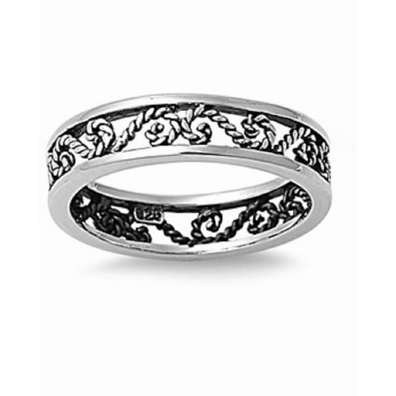 925 Sterling Silver Abstract Innovative Infinity Ring Size 10