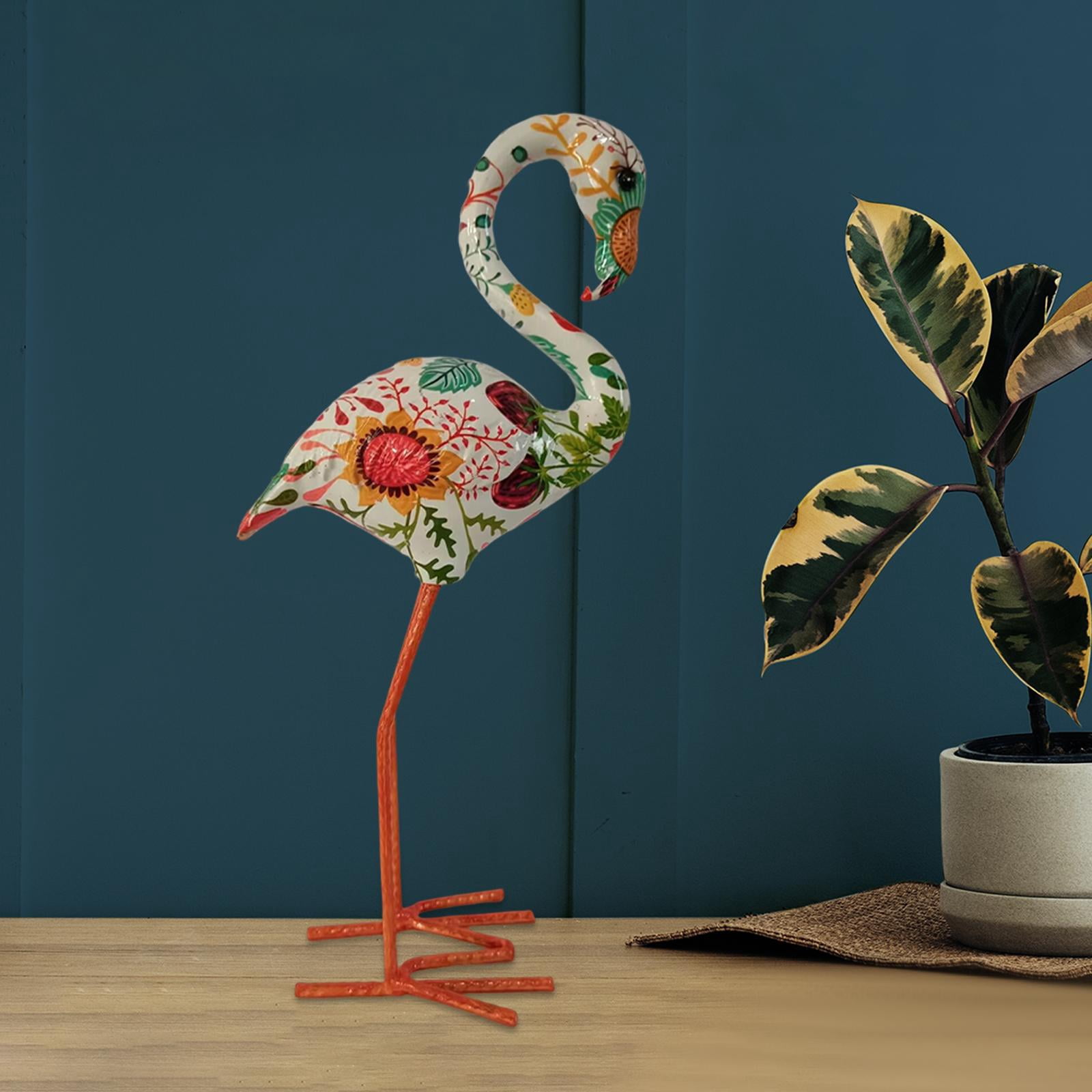 Resin Figurines Birds Sculptures Long Legs Decorative Modern Art Backyard Flamingo Garden Statue for Yard Porch Sidewalks Decoration Window Style C