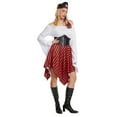 thumbnail image 6 of GYQMBT Womens Pirate Costume Renaissance Shirt Dress with Headband Eye Patch Pirate Hat Waistcoat Medieval Costume Accessory Set, White, S, 6 of 7