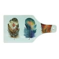 thumbnail image 2 of East Cutting Board, Feathers Ornament Ceremonial Esoteric Inspired Design Print, Decorative Tempered Glass Cutting and Serving Board, Wine Bottle Shape, Orange Blue, by Ambesonne, 2 of 5