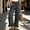 Dark Gray, variant on Woman Fashion Ruffle Hem Pant Summer Elastic Waisted Straight Wide Leg Button Ruffle Harem Palazzo Pant with Pockets(Dark Gray,XXL)