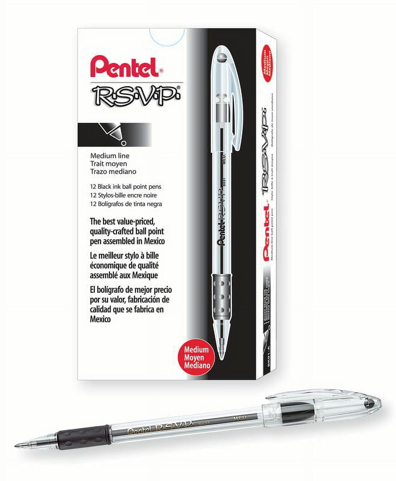 Pentel Mini Ballpoint Pen Medium Rubber Grip Nonrefillable 8/PK Ast  BK91MNBP8M, 1 - City Market