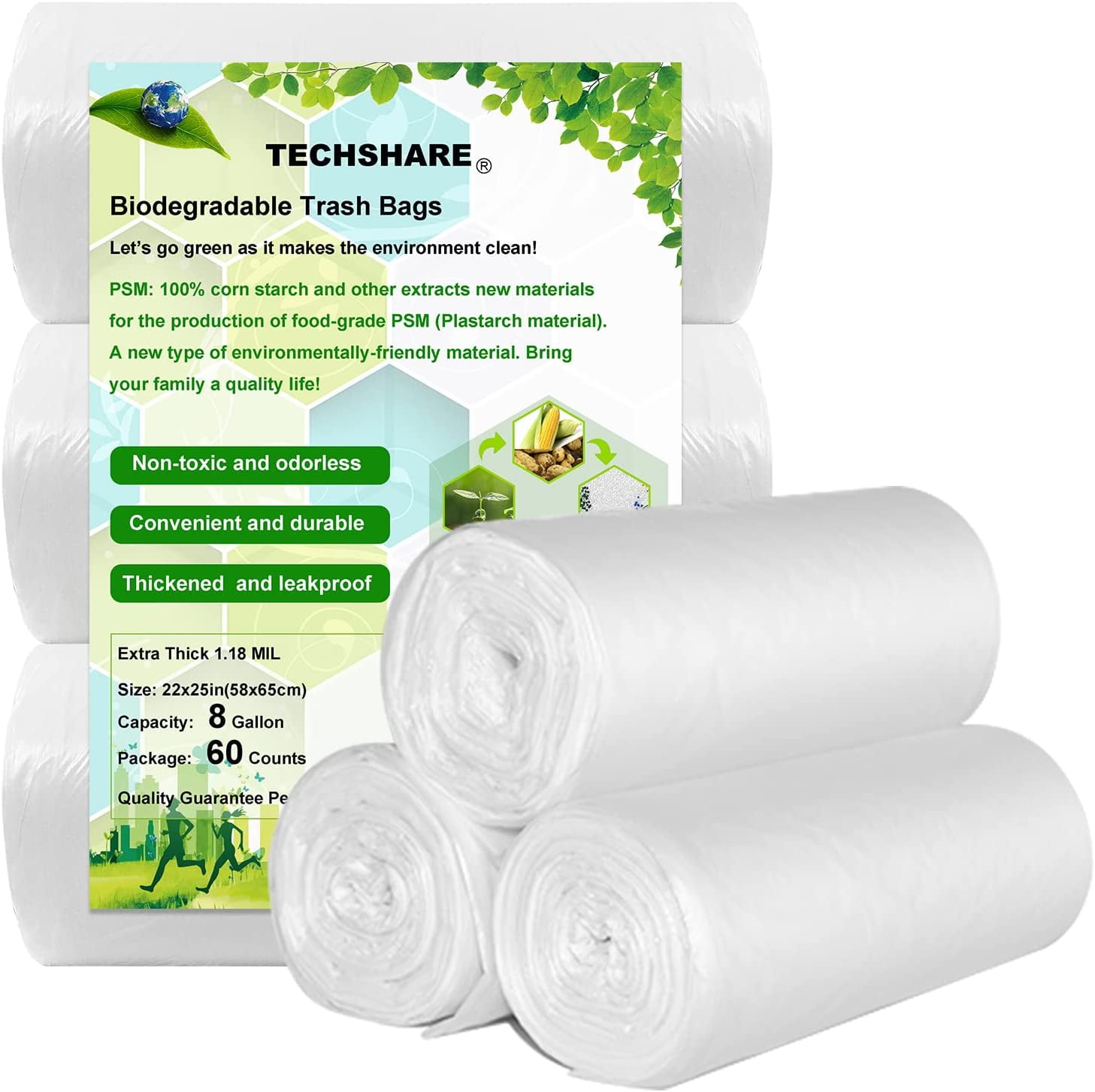 1.2 Gallon Strong Trash Bags Garbage Bags, Bathroom Trash Can Bin Liners,  Small Plastic Bags for home office kitchen, fit 5-6 Liter, 0.8-1.6 and  1-1.5 Gal, Clear (80 counts) 