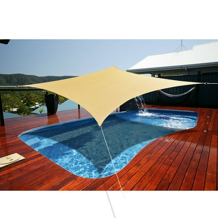 Garden Sun Stainless Steel Tabletop Propane Patio Heater Alion Home Rectangle Sand Sun Shade Sail For Patio Pool Deck Porch Garden with 8'' Stainless Steel Hardware Kit 16' x 20' ()