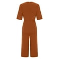thumbnail image 5 of DianGeFu Jumpsuits for Women Dressy Short Sleeve Smocked High Waist Wide Leg Pants,Women's Summer Fashionable and Comfortable Solid Color Short Sleeved V-neck Jumpsuit,Coffee,M, 5 of 6