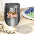 thumbnail image 2 of Mom with Retro Mother's Day Flowers and Butterflies Art Merch Gift, Stainless Steel 12oz Wine Tumbler, 2 of 5