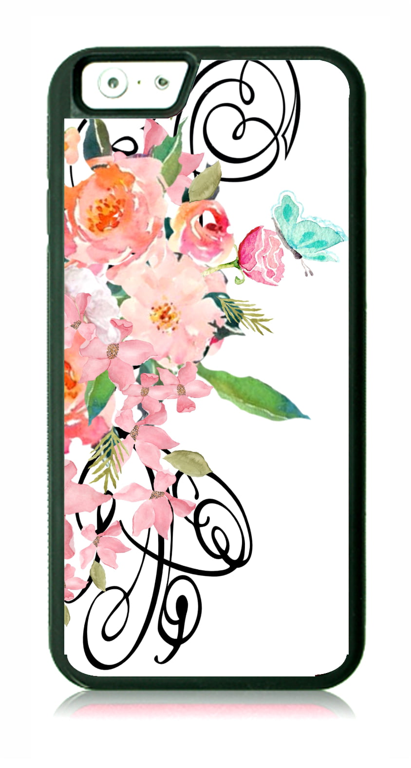 Flowers Design Black Rubber Case for the Apple iPhone 6 / iPhone 6s - iPhone 6 Accessories - iPhone 6s Accessories