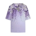 thumbnail image 5 of Raeneomay 3/4 Length Sleeve Womens Tops Ladies Fashion Casual Cropped Printing Cotton Loose Shirt Blouse Tops, 5 of 5