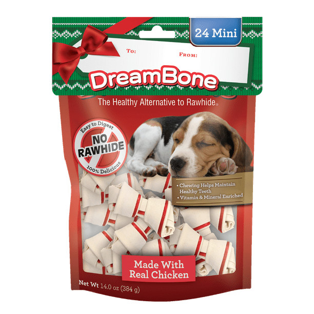 DreamBone Mini Dog Bones, Holiday Gift Pack, 24 Mini Chews