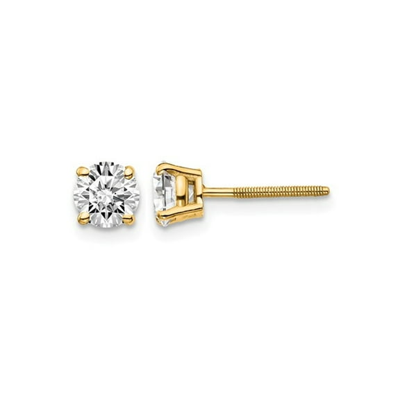 1.00 Carat (Ctw VS2-SI1, D-E-F) Lab-Grown Diamond Solitaire Stud Earrings in 14K Yellow Gold with Screwbacks