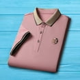 thumbnail image 4 of Camisa de manga corta para hombre, camisas de moda informales con solapa que absorben el sudor, camiseta para hombre Rosa M, 4 of 9