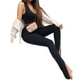 thumbnail image 2 of Arvbitana Women's Solid Color Long Pants, Ankle Length Skinny Ruched Leggings, 2 of 6