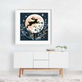 thumbnail image 2 of Rabbit In The Moonlight  - Drawing Moon Floral Night Sky Illustration Whimsical Animal White Framed Wall Art Print 20 x 20 inches, 2 of 3