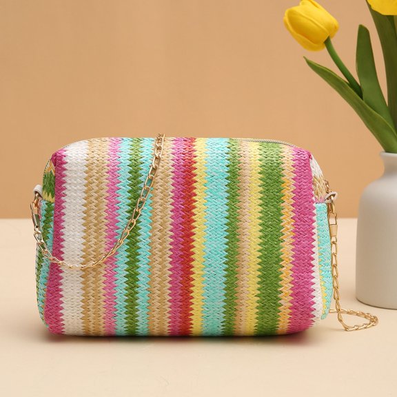 Uobin Knitting Shoulder Crossbody Summer Beach Chain Handbag For Outdoor Shopping Traveling