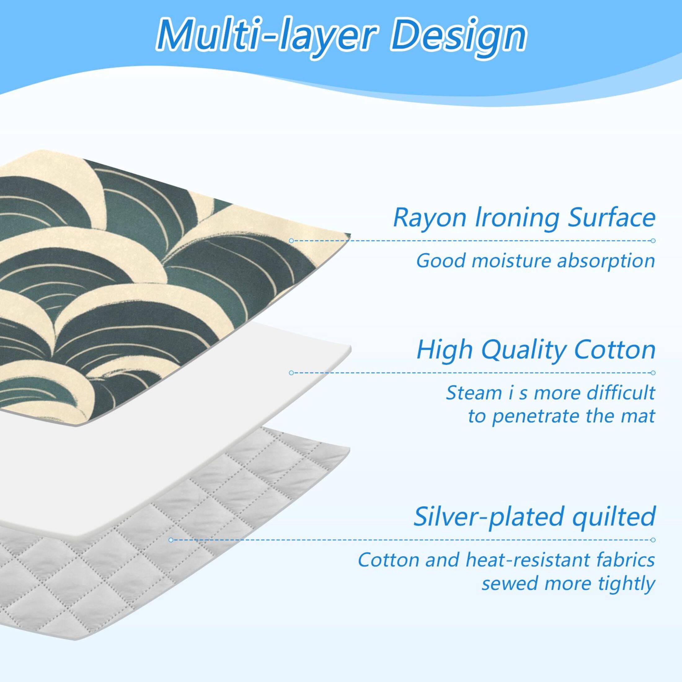 Swirls Japanese Woodblock Print Style Ironing Mat Blanket for Table Top Travel Portable Ironing Board Pad 47.2x27.6 Inch