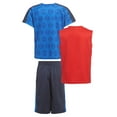 thumbnail image 2 of Marvel Avengers Boys Superhero Short Sleeve T-Shirt, Tank Top and Mesh Shorts Set (Blue/Red, 4), 2 of 3